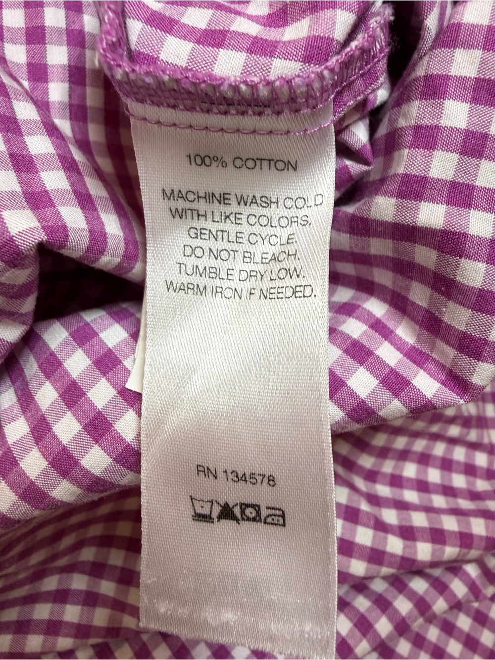Vineyard Vines Women's Purple Gingham Plaid Popover Shirt, 100% Cotton. Size 8 - Picture 6 of 10